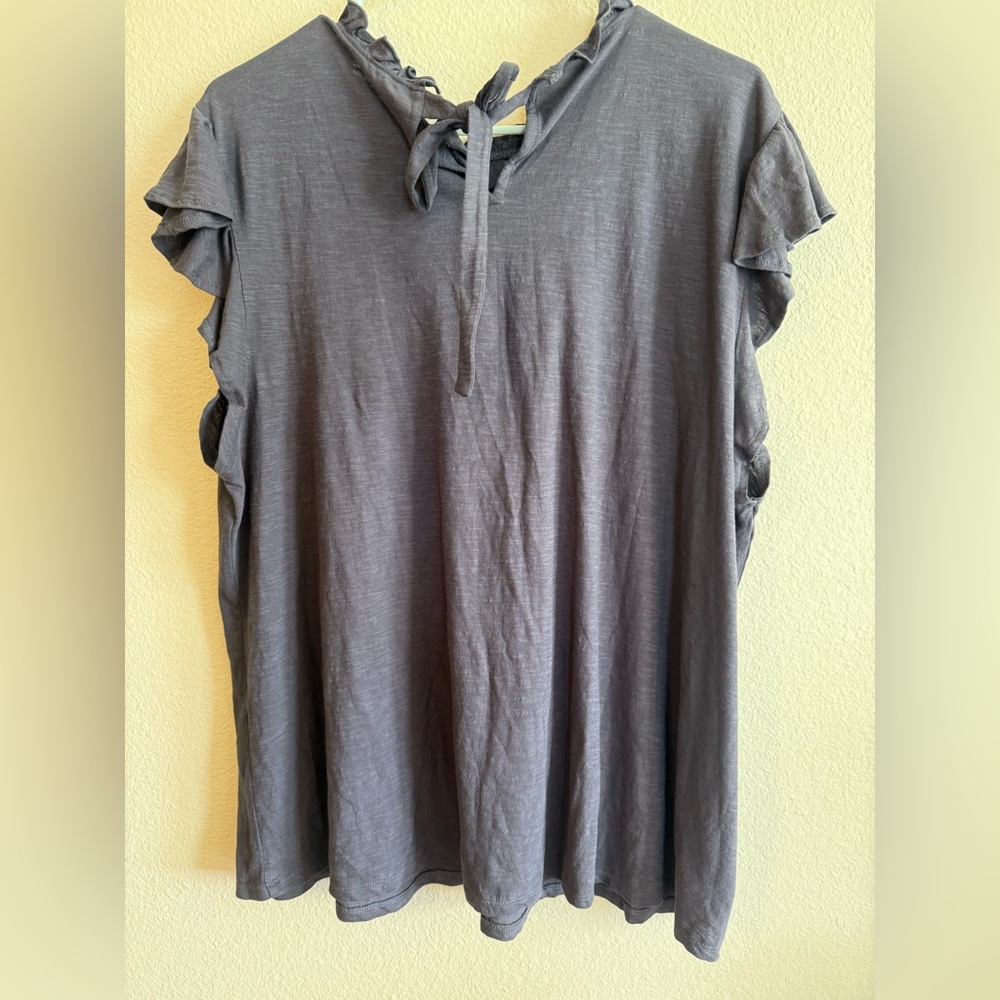 LOFT Charcoal Blue Eyelet Top - Picture 3 of 3